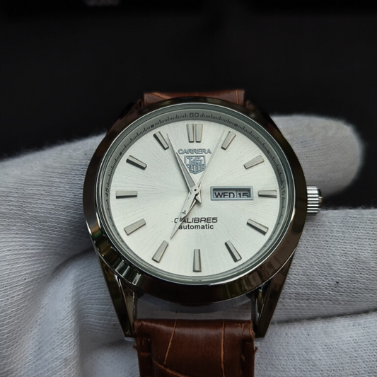 TAG HEUER - CARRERA CALIBRE 5 WATCH - LEATHER STRAP