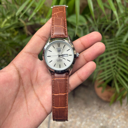 TAG HEUER - CARRERA CALIBRE 5 WATCH - LEATHER STRAP
