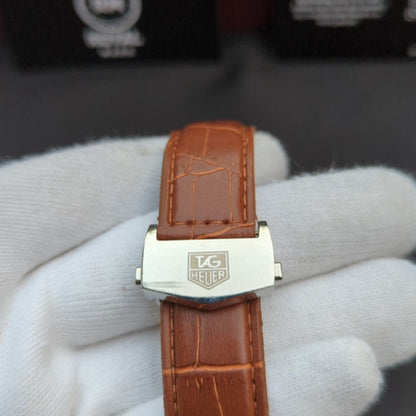 TAG HEUER - CARRERA CALIBRE 5 WATCH - LEATHER STRAP